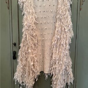 Altar'd State Cream Knit Vest with Fringe